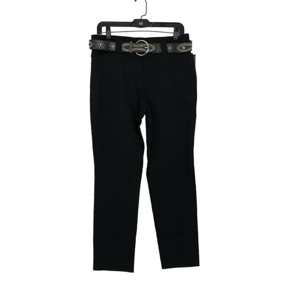 Covington Women's Stretch Career Pants with Belt Tapered Leg Black Size 12P NWT - Picture 1 of 10